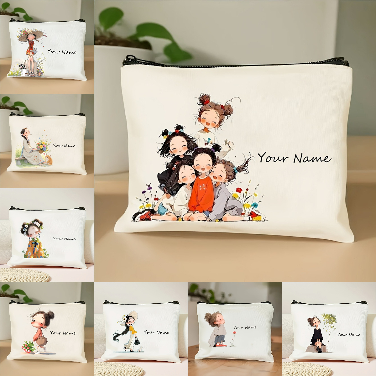 Travel Accessories Gifts - Korean-Style Anime Girl Makeup Bag Custom