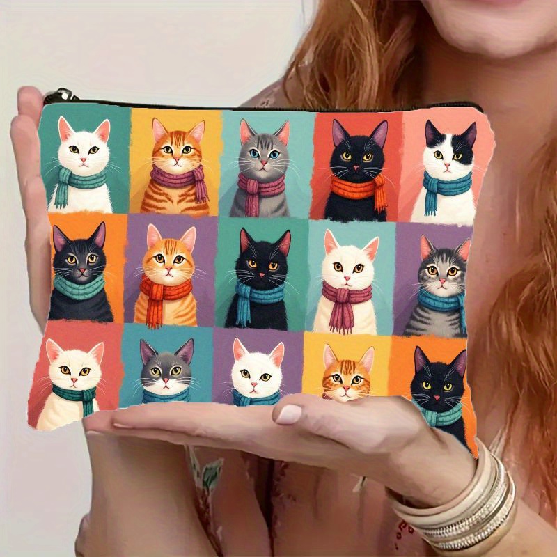 Travel Accessories Bag For Men - Cute Cat Print Makeup Bag, Zipper