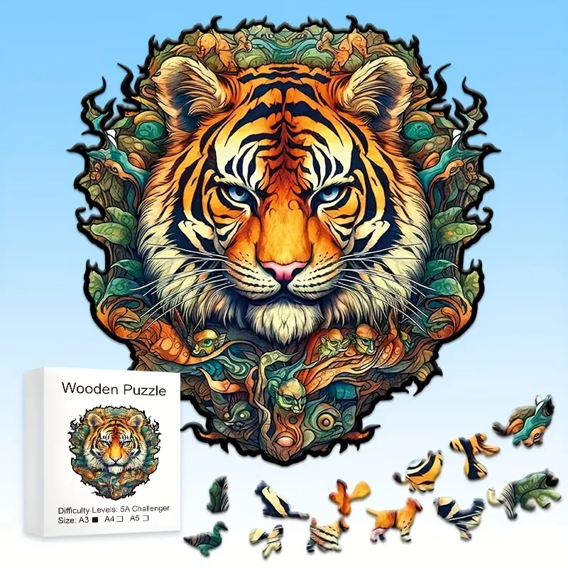 Tiger Wooden Jigsaw Puzzle, Un – Travel Accessories Unique recenzja i cena