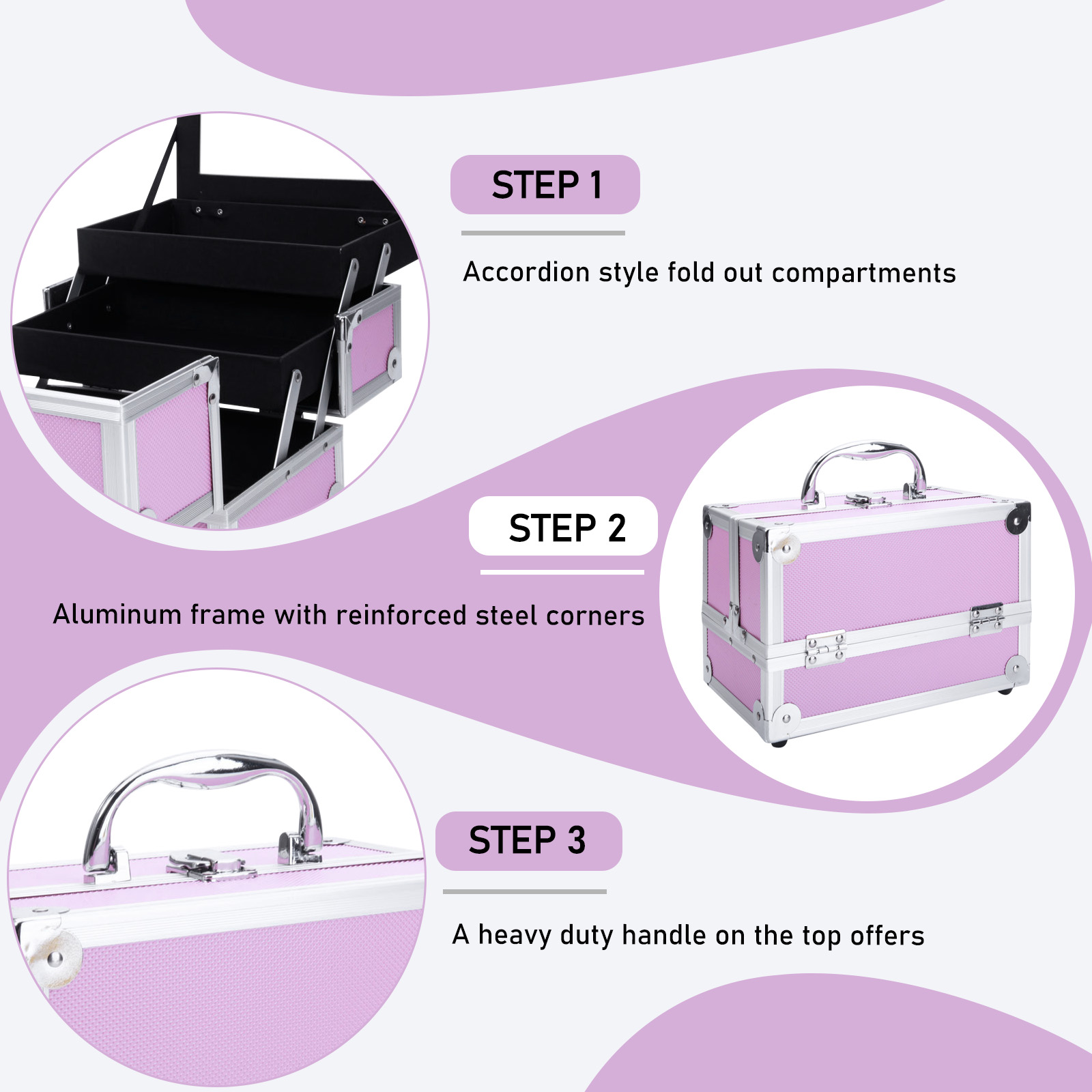 Pink Aluminum Alloy Makeup Cas – Travel Accessories Box recenzja i cena
