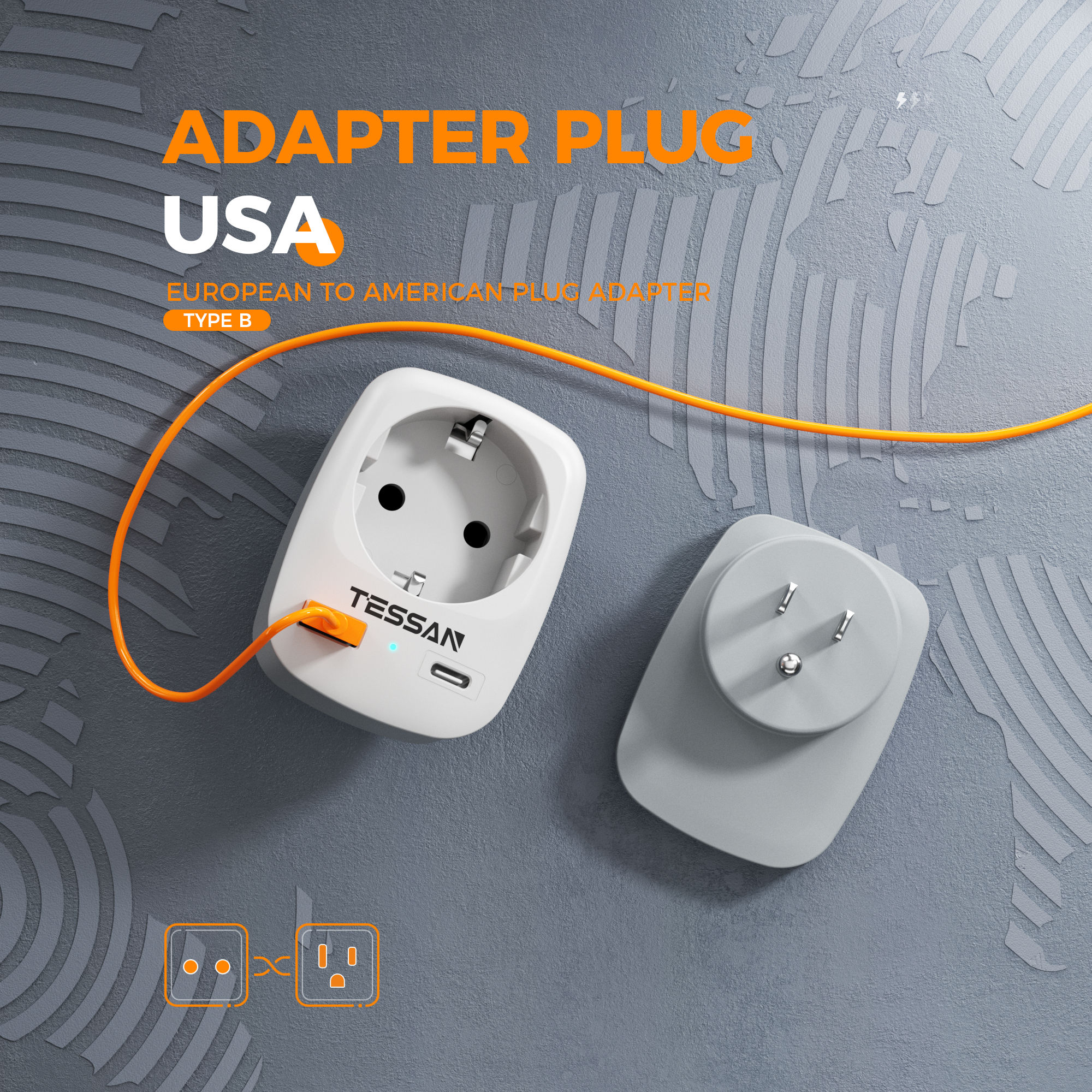 TESSAN Travel Adapter EU To US – Travel Accessories Canada recenzja i cena