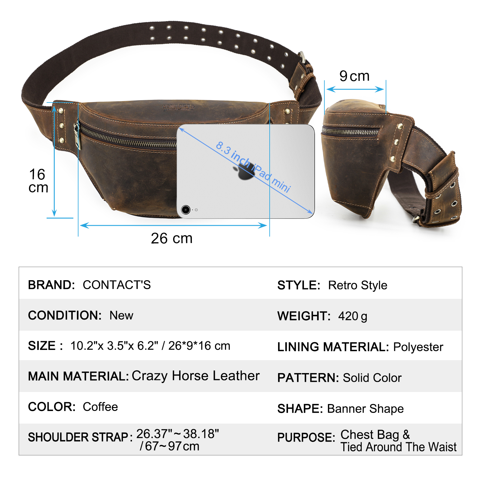 CONTACT'S Genuine Leather Wais – Travel Accessories Men recenzja i cena