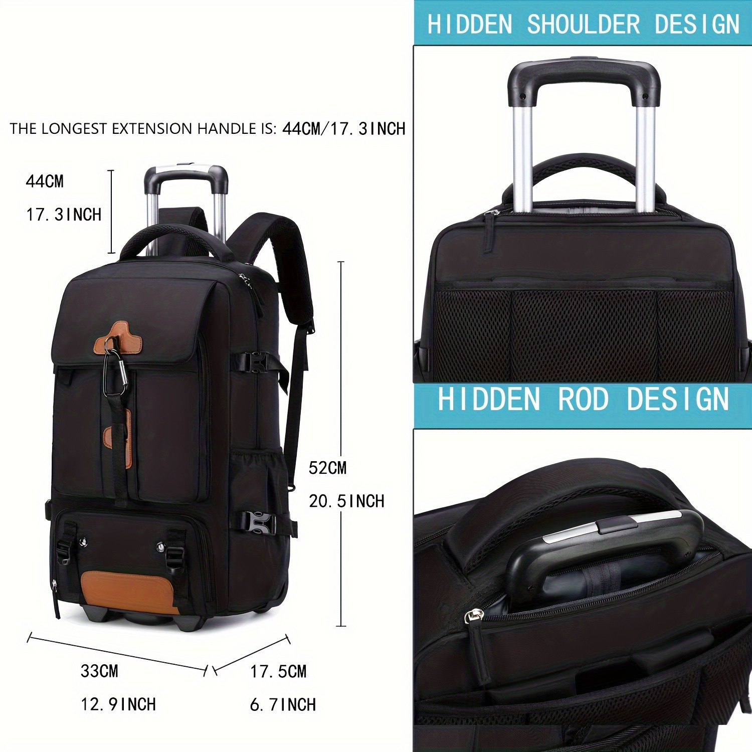 Rolling Backpack Large Capacit – Travel Accessories Bag For Men recenzja i cena