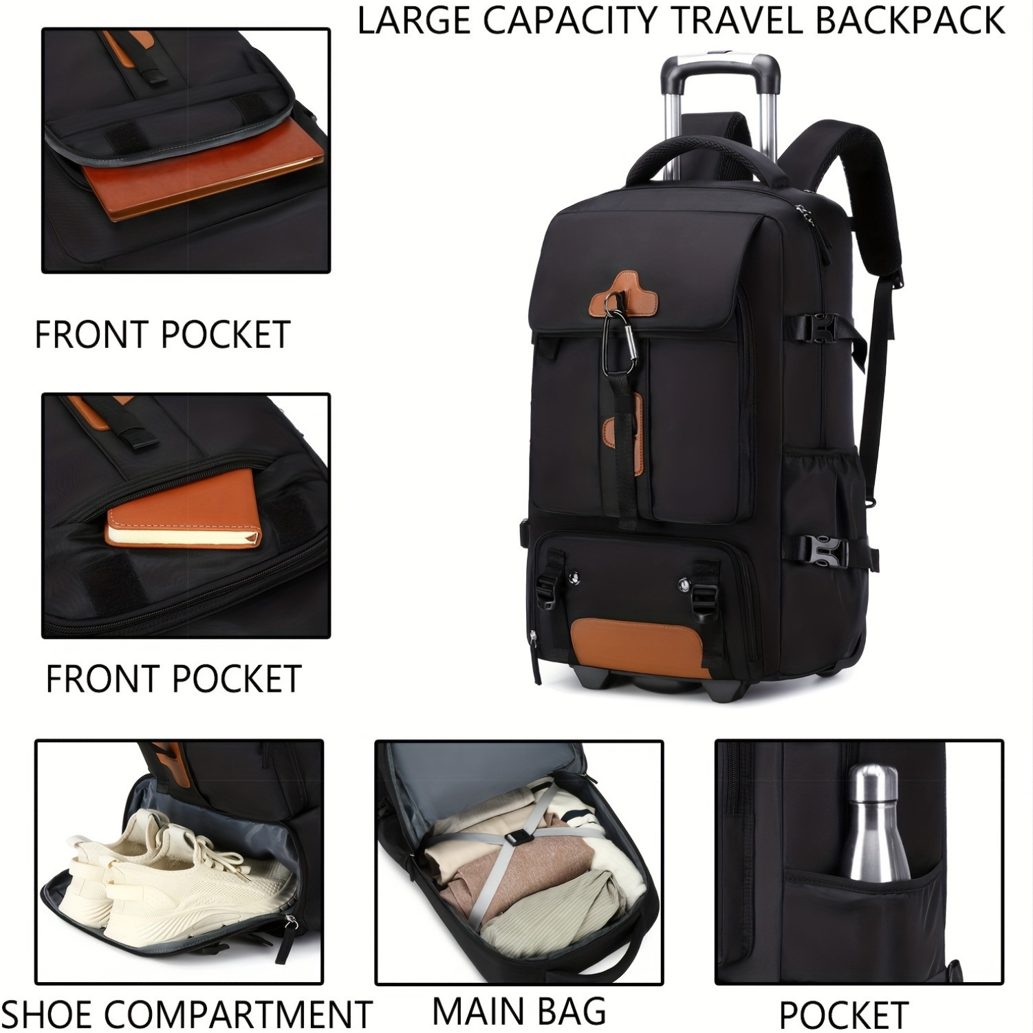 Rolling Backpack Large Capacit – Travel Accessories Bag For Men recenzja i cena