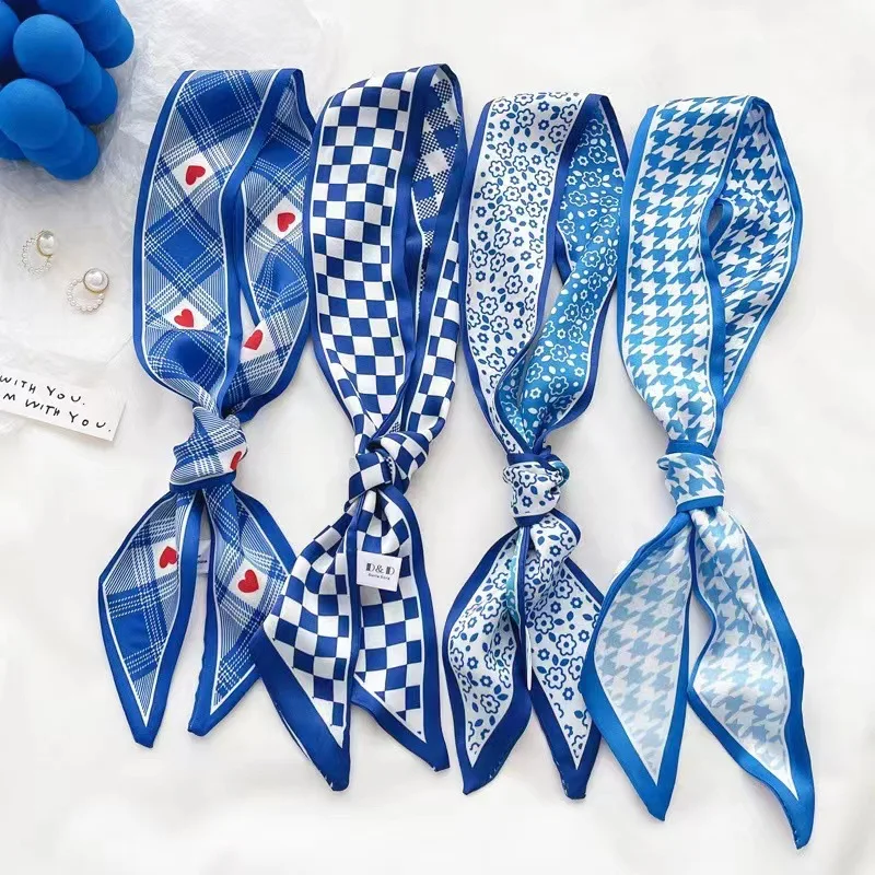 Klein blue silk scarf new chec – Travel Accessories Gifts recenzja i cena