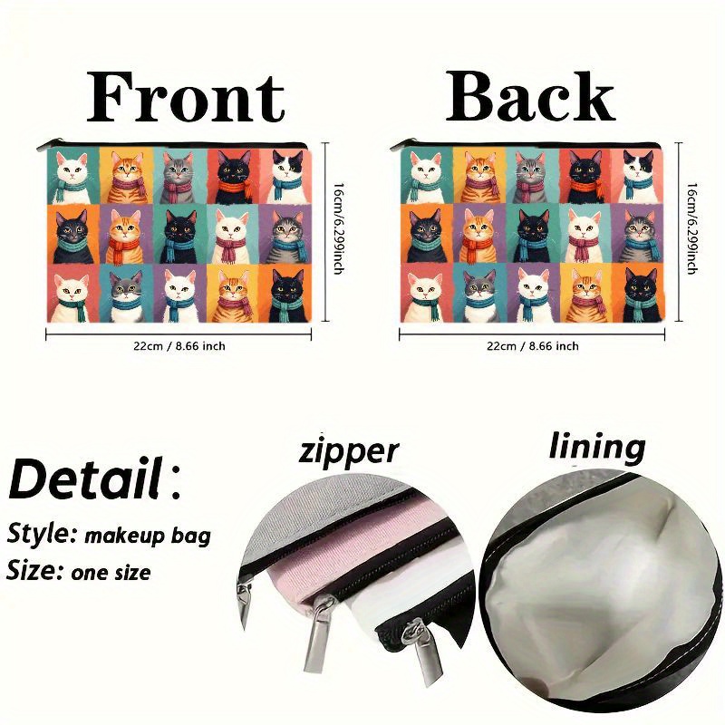 Cute Cat Print Makeup Bag, Zip – Travel Accessories Bag For Men recenzja i cena