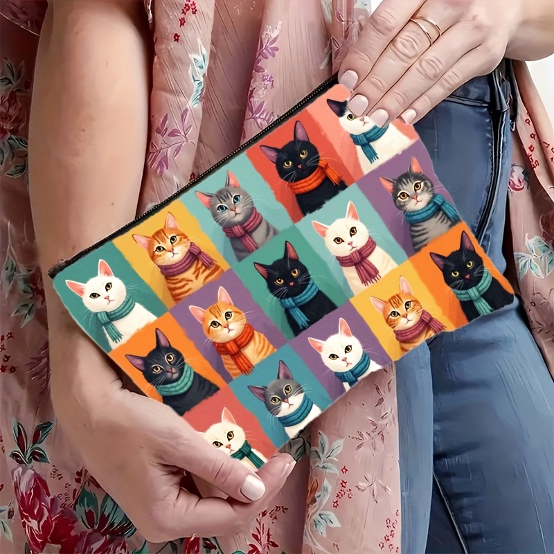 Cute Cat Print Makeup Bag, Zip – Travel Accessories Bag For Men recenzja i cena