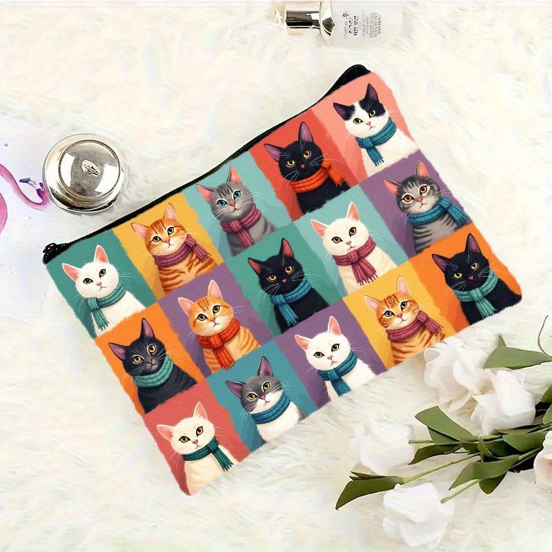 Cute Cat Print Makeup Bag, Zip – Travel Accessories Bag For Men recenzja i cena